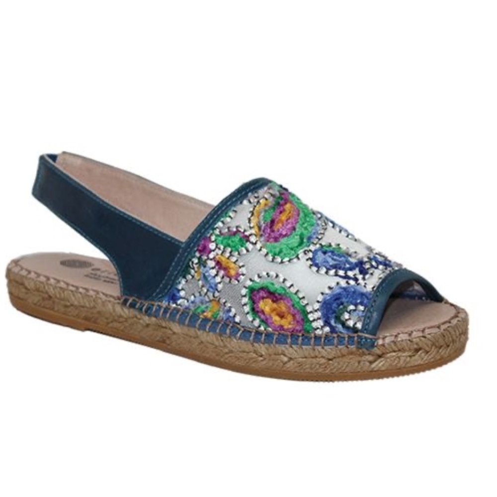 NWOB ERIC MICHAEL Women's Betty Embellished Espadrille Sandals Sz 5.5/36